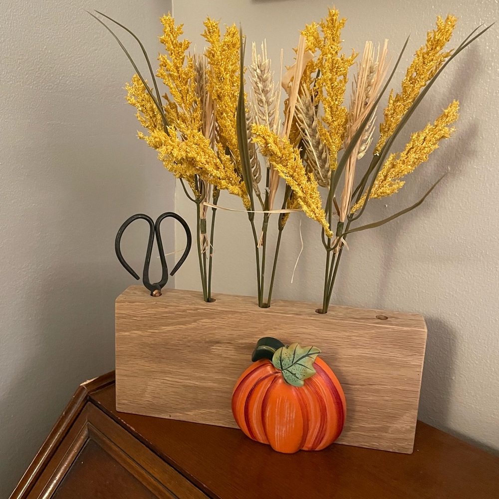Reclaimed Wood Dried Flower Stand with Scissors